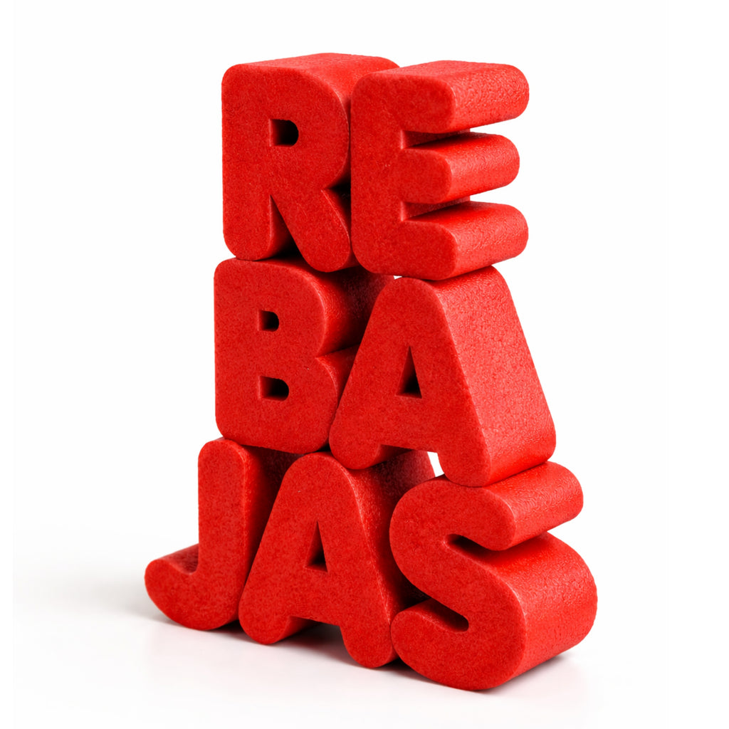 Letras Gigantes “REBAJAS” 100x83 cm  – Corcho Pintado Rojo para Escaparates y Tiendas