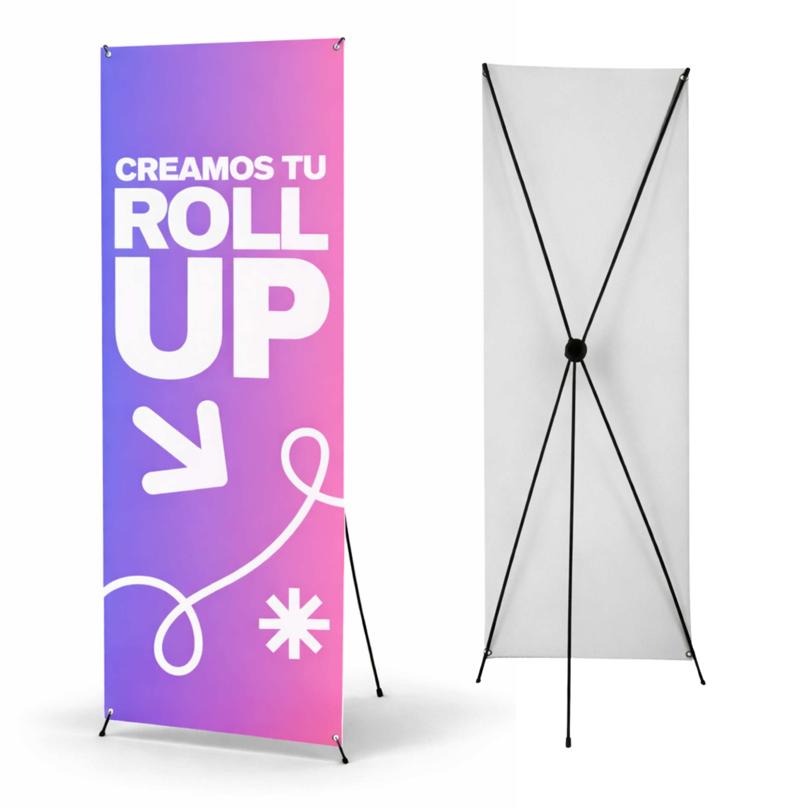 Roll Up Publicitario X-Banner Personalizado  (Estructura + Funda) | Display Económico para Interior