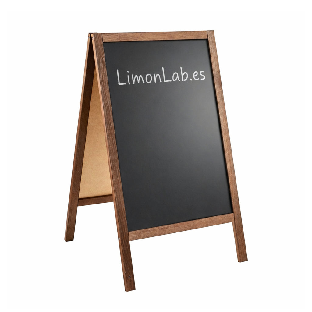 Caballete Publicitario de Madera Doble Cara con Pizarra para Tiza, M (51x90 cm) – Interior y Exterior Protegido