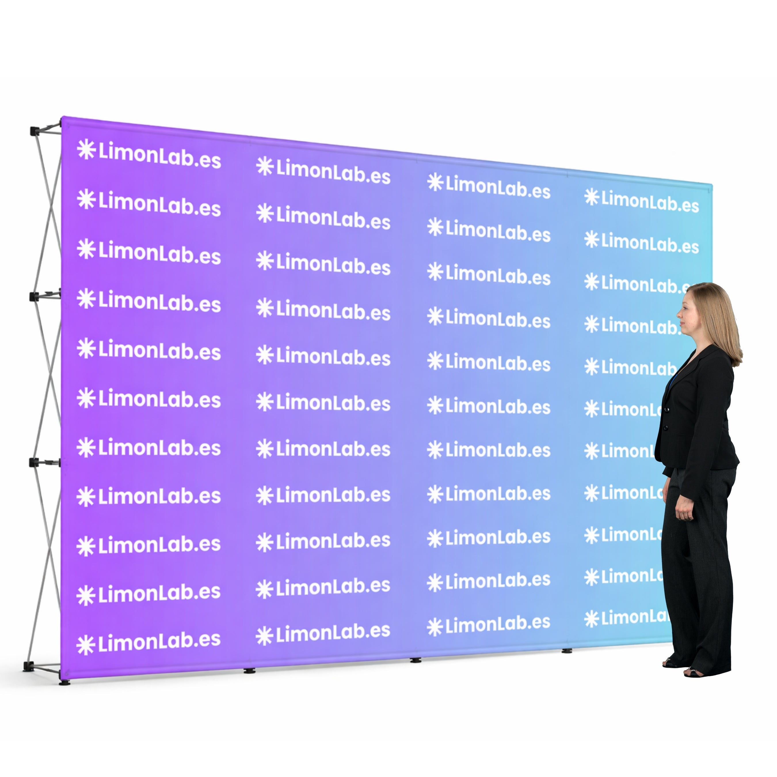 Photocall Profesional Personalizado Estructura plegable para eventos, ferias, presentaciones y congresos.