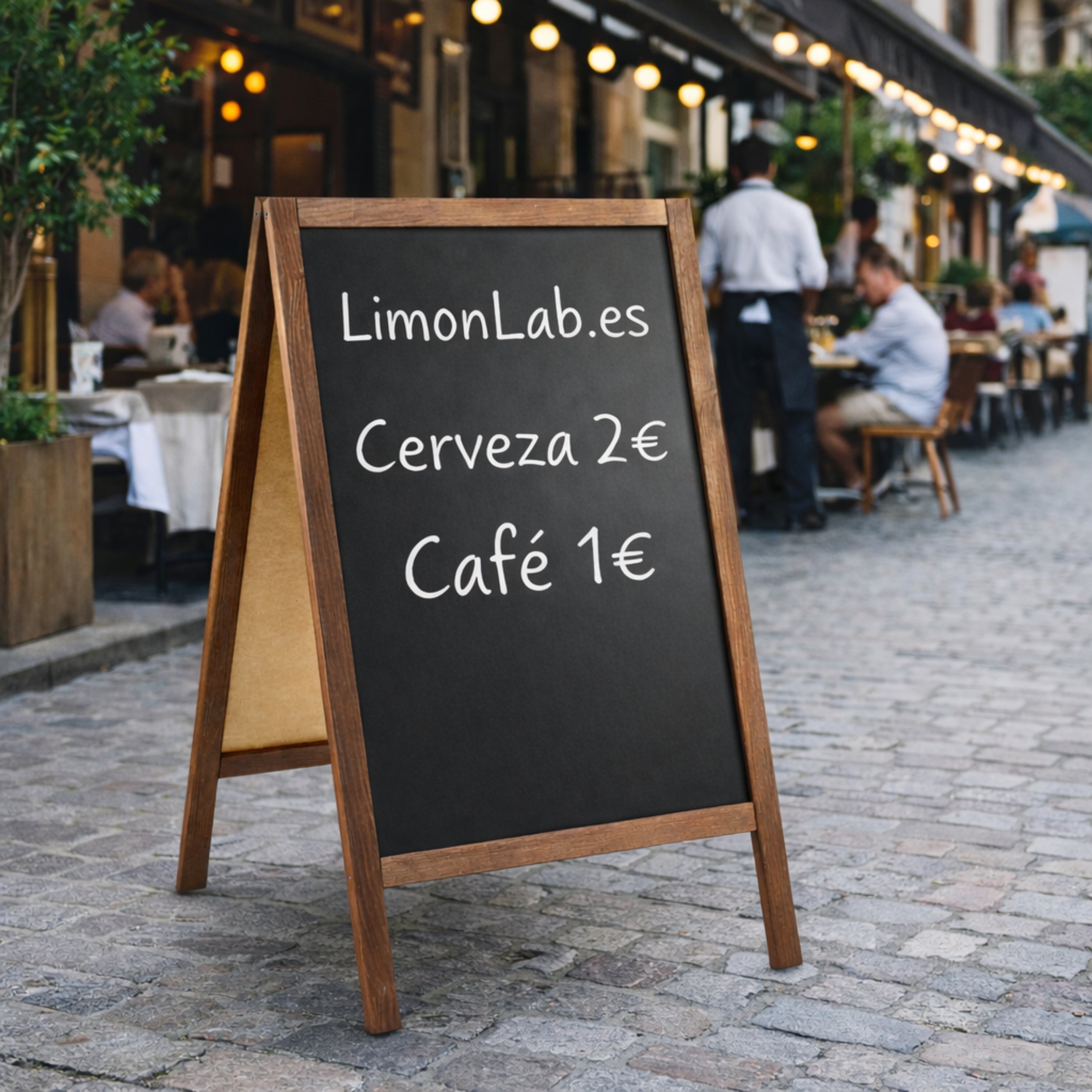 Caballete Publicitario de Madera Doble Cara con Pizarra para Tiza, M (51x90 cm) – Interior y Exterior Protegido