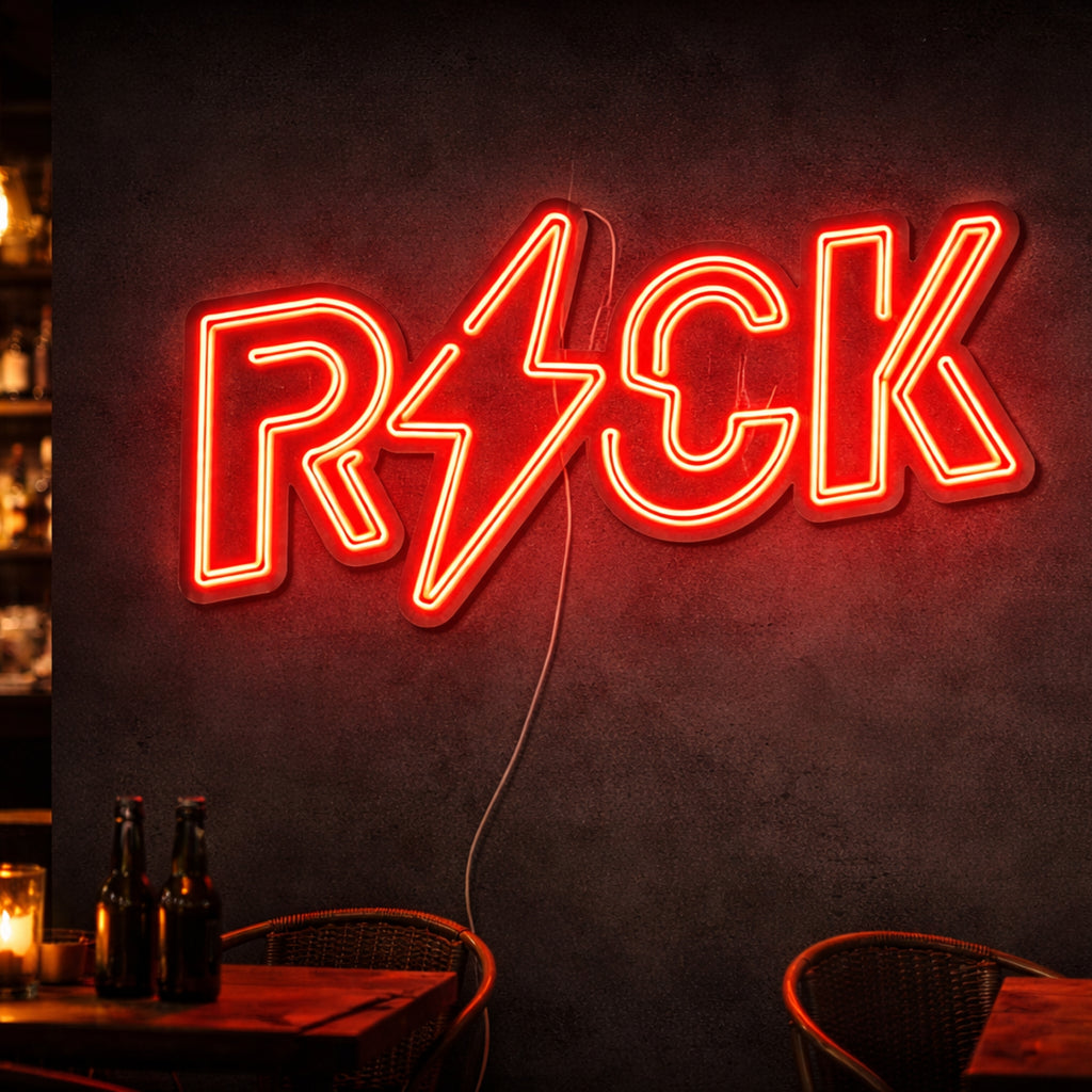 LED Neon “ROCK” (Lightning Edition) Premium decoration for homes and businesses.