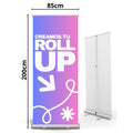 Roll Up publicitario desplegable, autoenrollable + mochila | para eventos, empresas y ferias