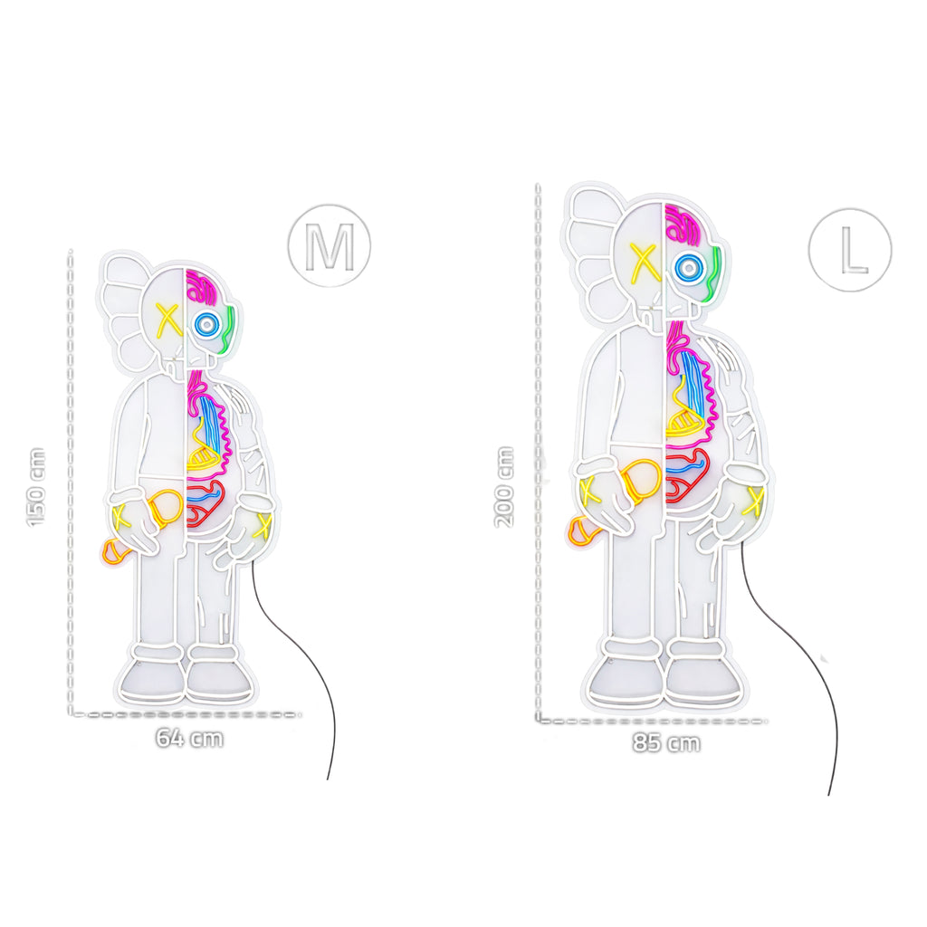 Neonfarben, inspiriert von Kaws (Art Toy Design). Hochwertige Dekoration für Wohnungen und Geschäftsräume.