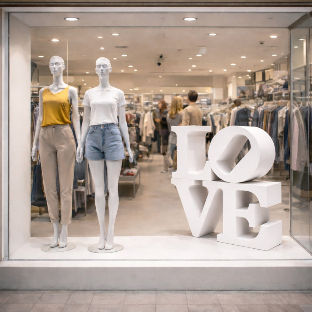 Letras Gigantes 3D “LOVE” de Corcho (Blanco o Rojo) – Decoración de Escaparate y negocio.