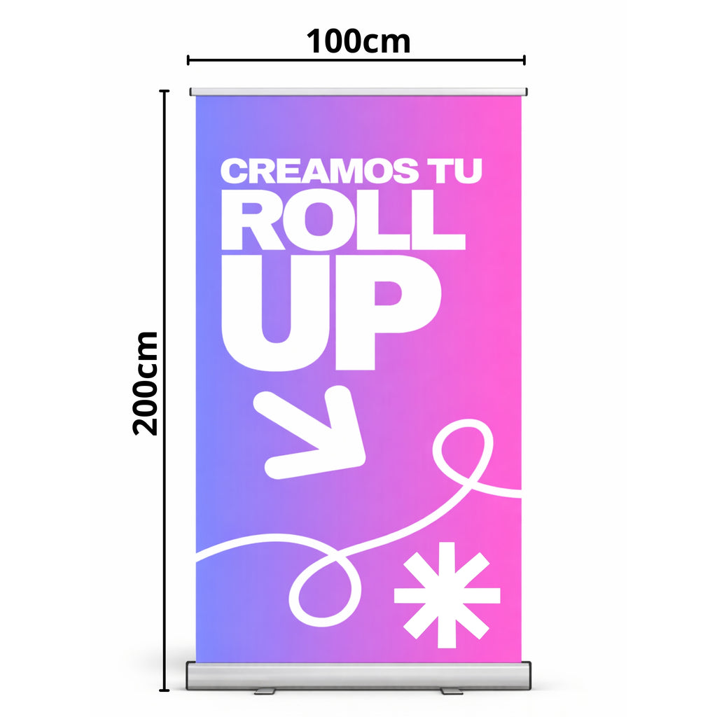 Roll Up publicitario desplegable, autoenrollable + mochila | para eventos, empresas y ferias