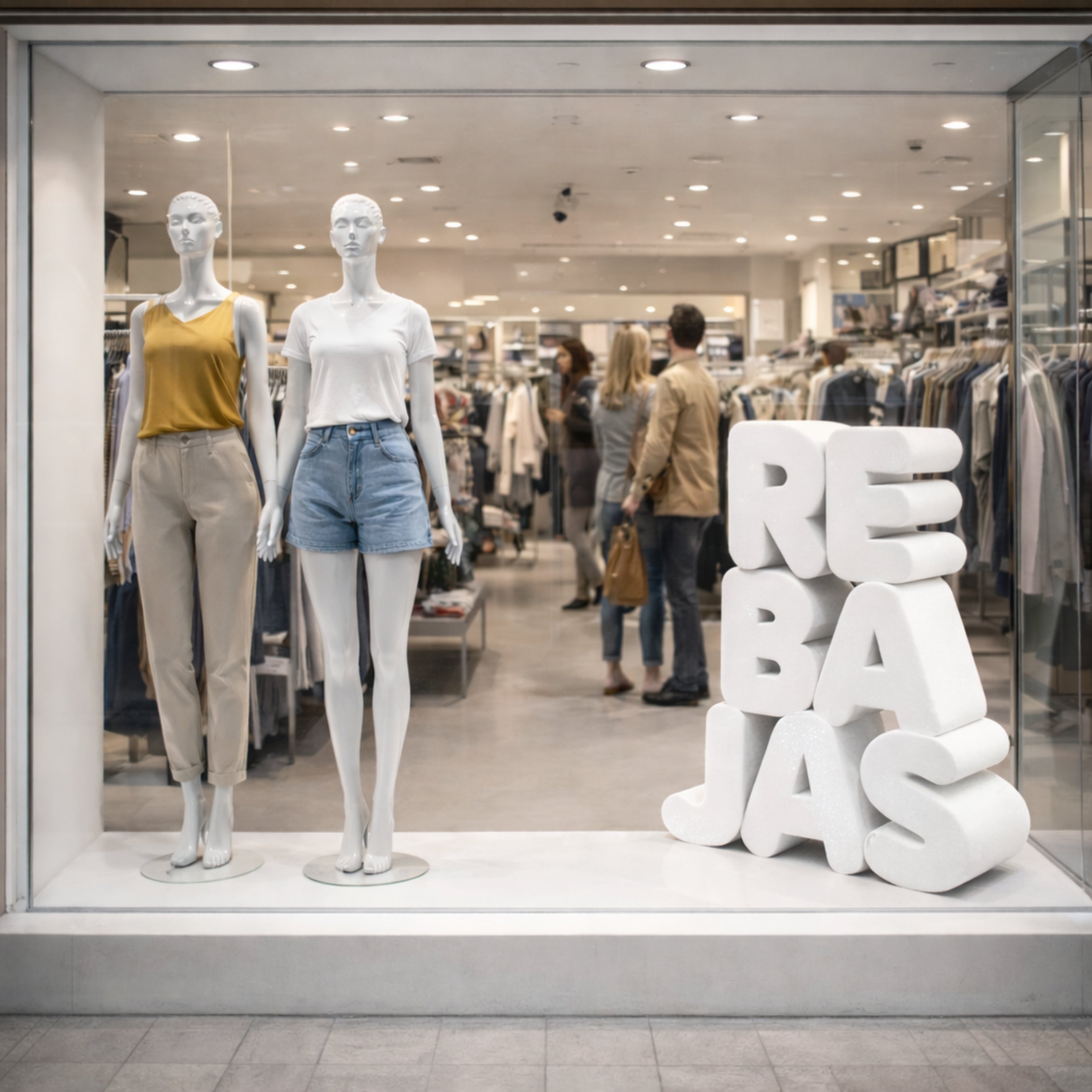 Letras Gigantes “REBAJAS” 100x83 cm  – Corcho Pintado Rojo para Escaparates y Tiendas