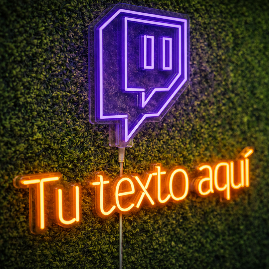 Neon LED Twitch + Custom Name (Logo + Custom Text) Premium decoration for gamers.