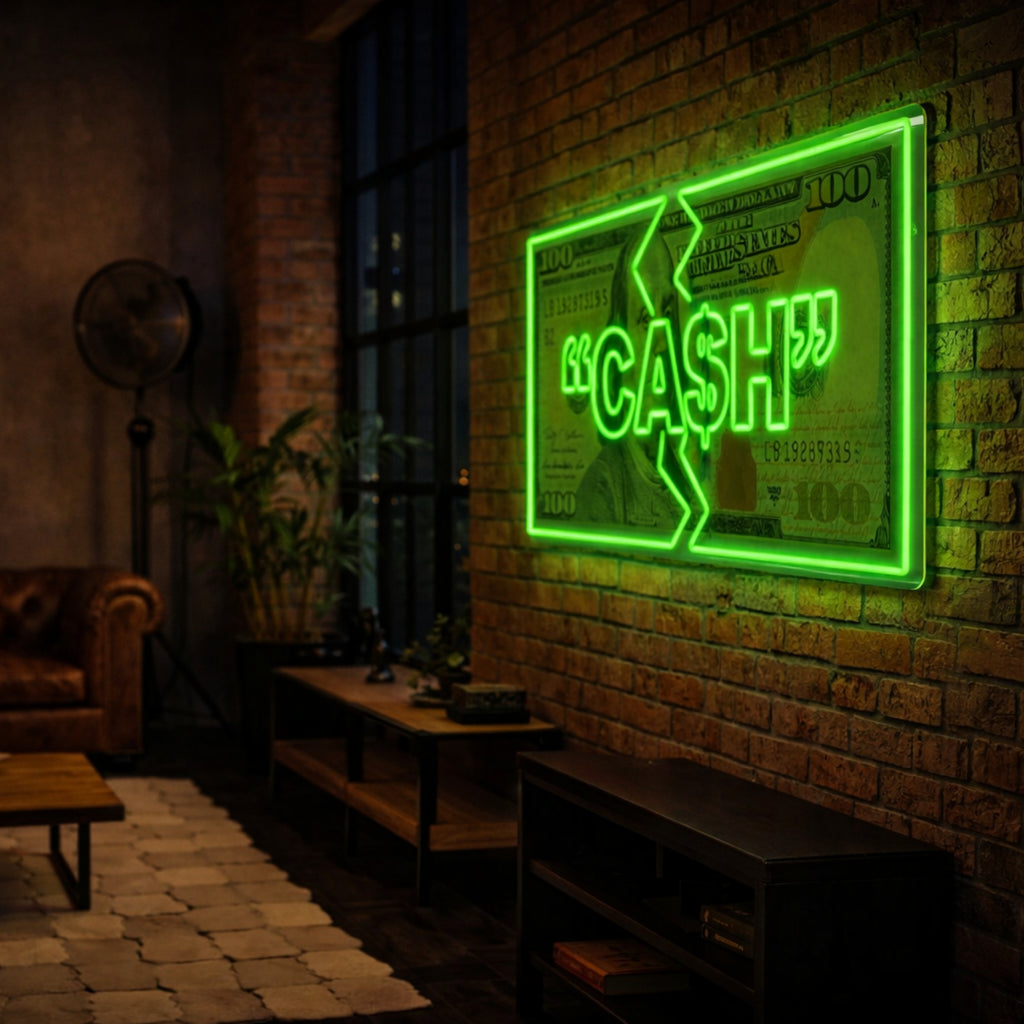 LED Neon “CASH Bill” (Banknote Edition) Premium decoration for homes and businesses.