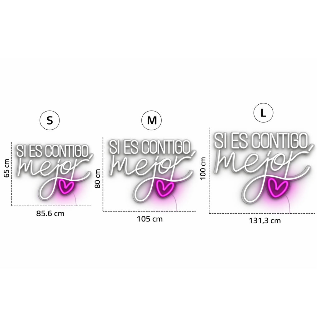 Neón LED “Si es contigo, mejor” Decoración premium para hogares y negocios.