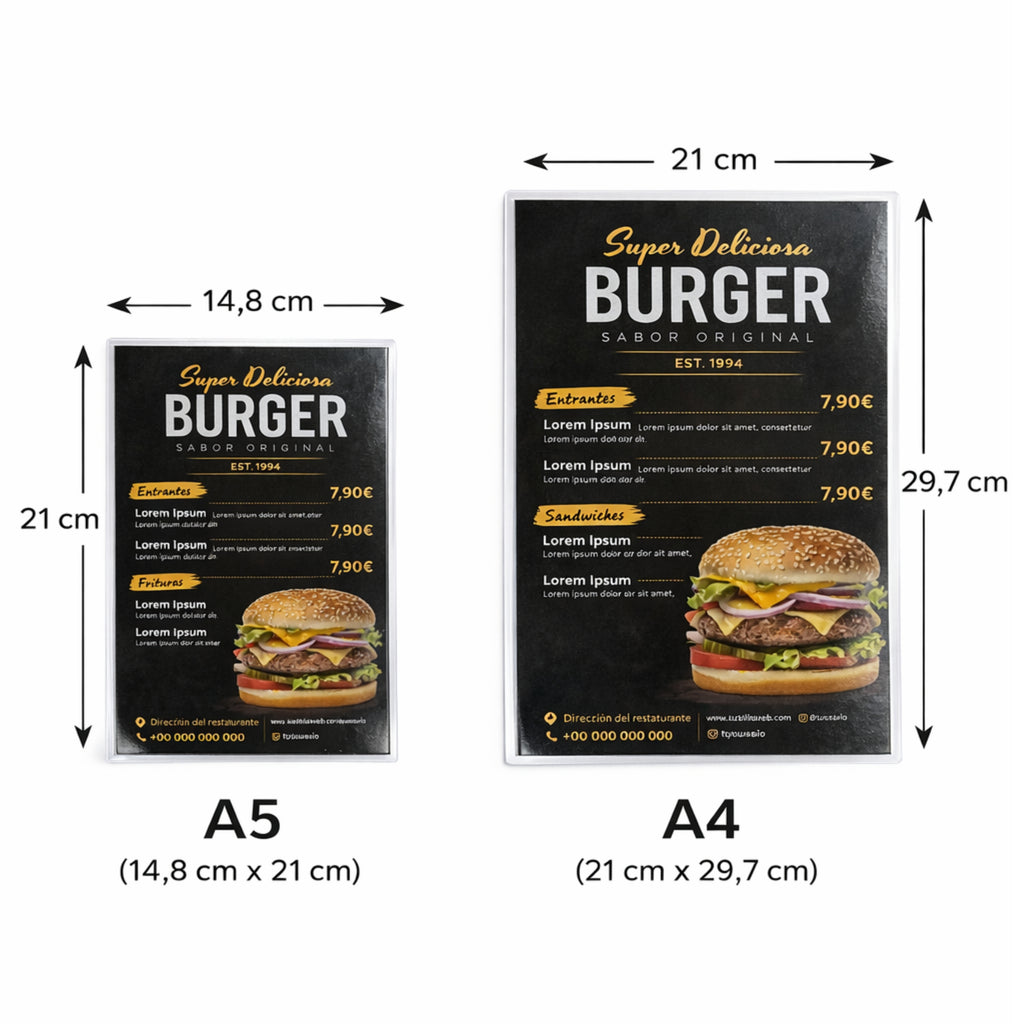 Cartas y Menús Plastificados Impermeables Personalizados para hostelería, hoteles, restaurantes, bares, cafeterías y beach clubs.