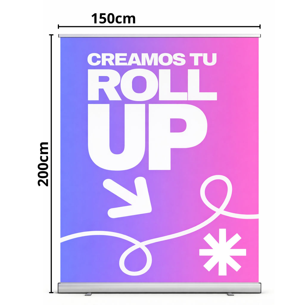 Roll Up publicitario desplegable, autoenrollable + mochila | para eventos, empresas y ferias